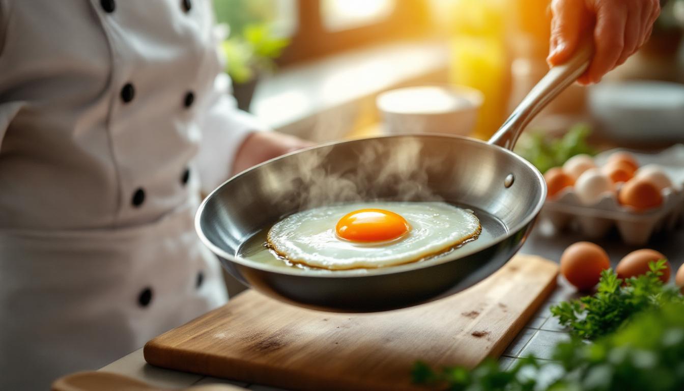 leer hoe chefs met een eenvoudige truc in de pan elke keer een perfect rond spiegelei bakken. ontdek stap-voor-stap tips voor een ideaal ontbijteieren.