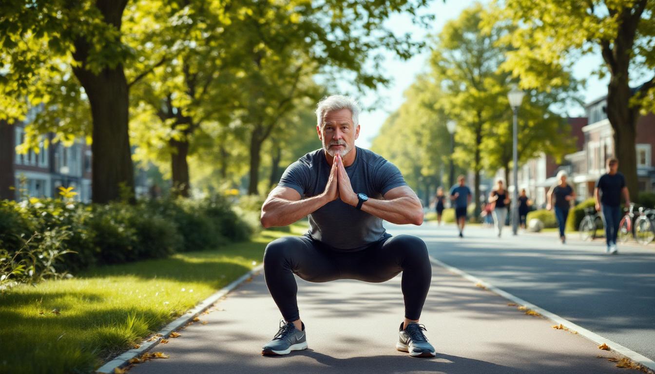 test uzelf: als u na uw 50ste dit aantal squats haalt, bent u fitter dan de gemiddelde nederlander. ontdek uw fitheid en blijf gezond met deze eenvoudige test!