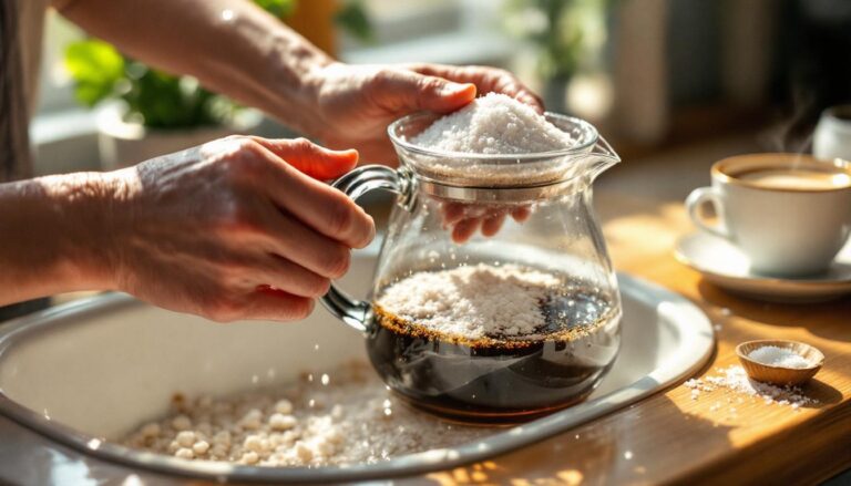 ontdek hoe je aanslag uit je koffiekan verwijdert in minder dan een minuut met alleen zout – snel, eenvoudig en effectief!