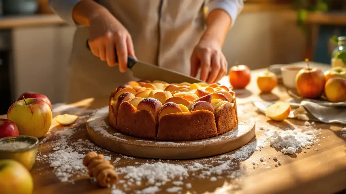 Deze makkelijke appeltaart geeft een gevoel van verfijning in de keuken