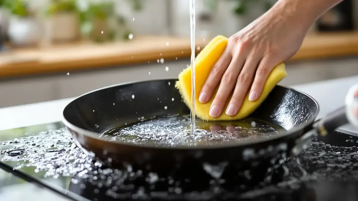 Zonder azijn of baksoda verwijdert deze tip het vet van koekenpannen in één beweging