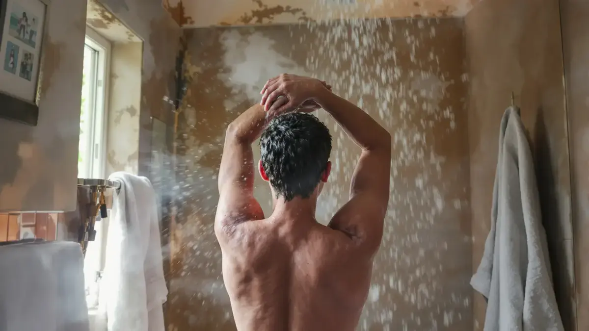 Het afspoelen van de douche met koud water kan in werkelijkheid de vochtigheid en afzettingen verergeren zonder dat je het merkt