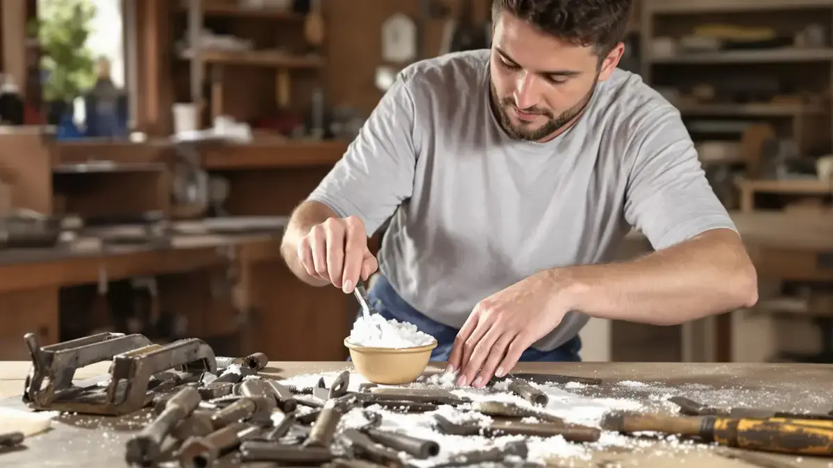 Verroeste gereedschappen: baksoda zorgt voor een effectieve reiniging zonder ze te beschadigen