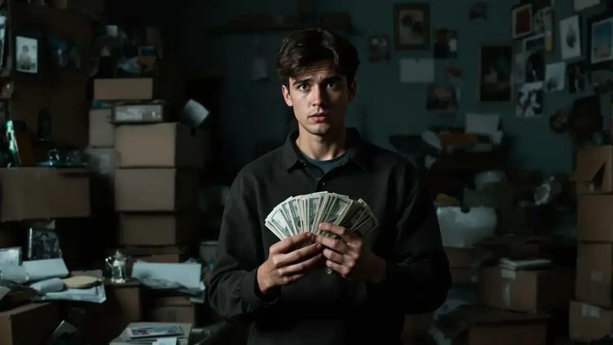 Na de dood van zijn moeder ontdekt hij een verborgen som geld die plotseling zijn hele jeugd in een ander licht zet