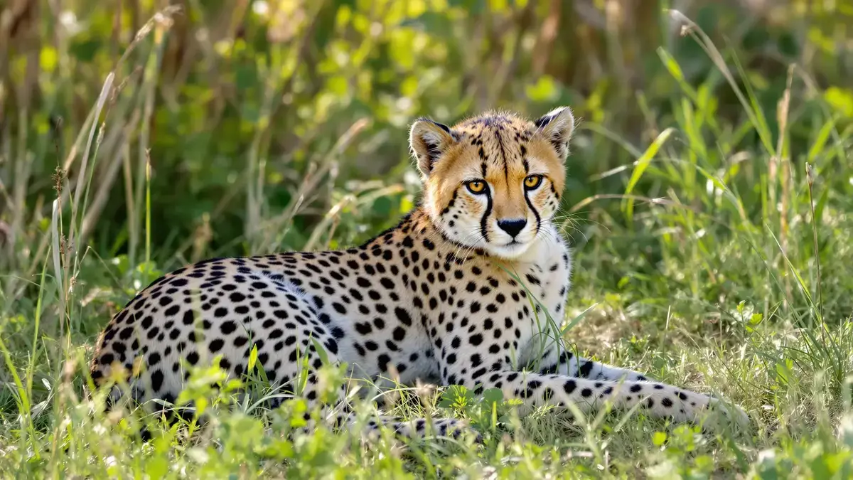 De jonge jachtluipaarden dragen een natuurlijke camouflage die roofdieren misleidt