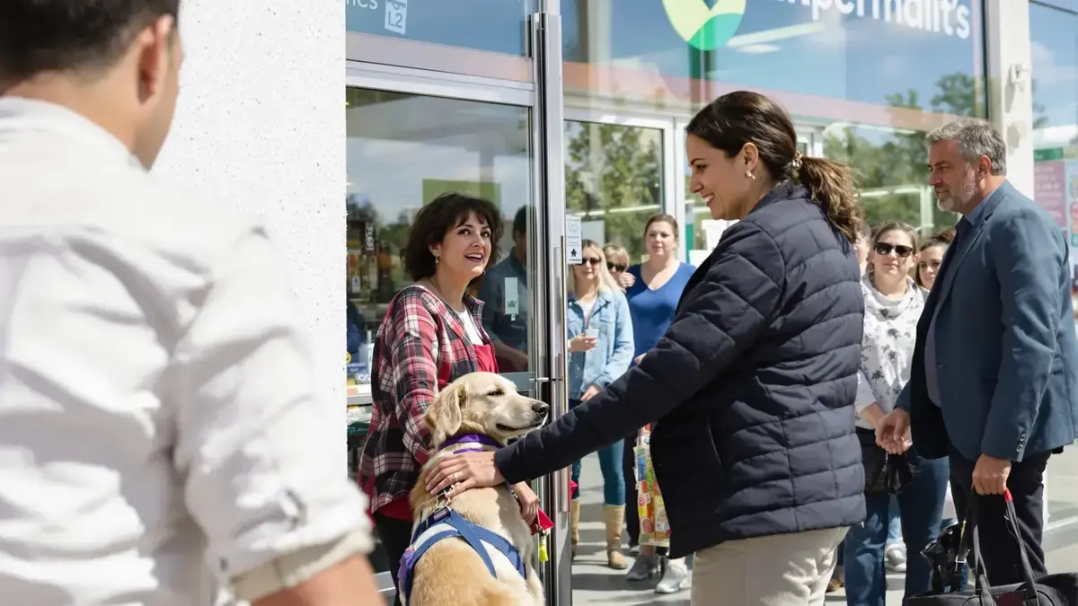 Weigering van toegang in een supermarkt met haar hulphond: een zaak die in Frankrijk schokt en vragen oproept